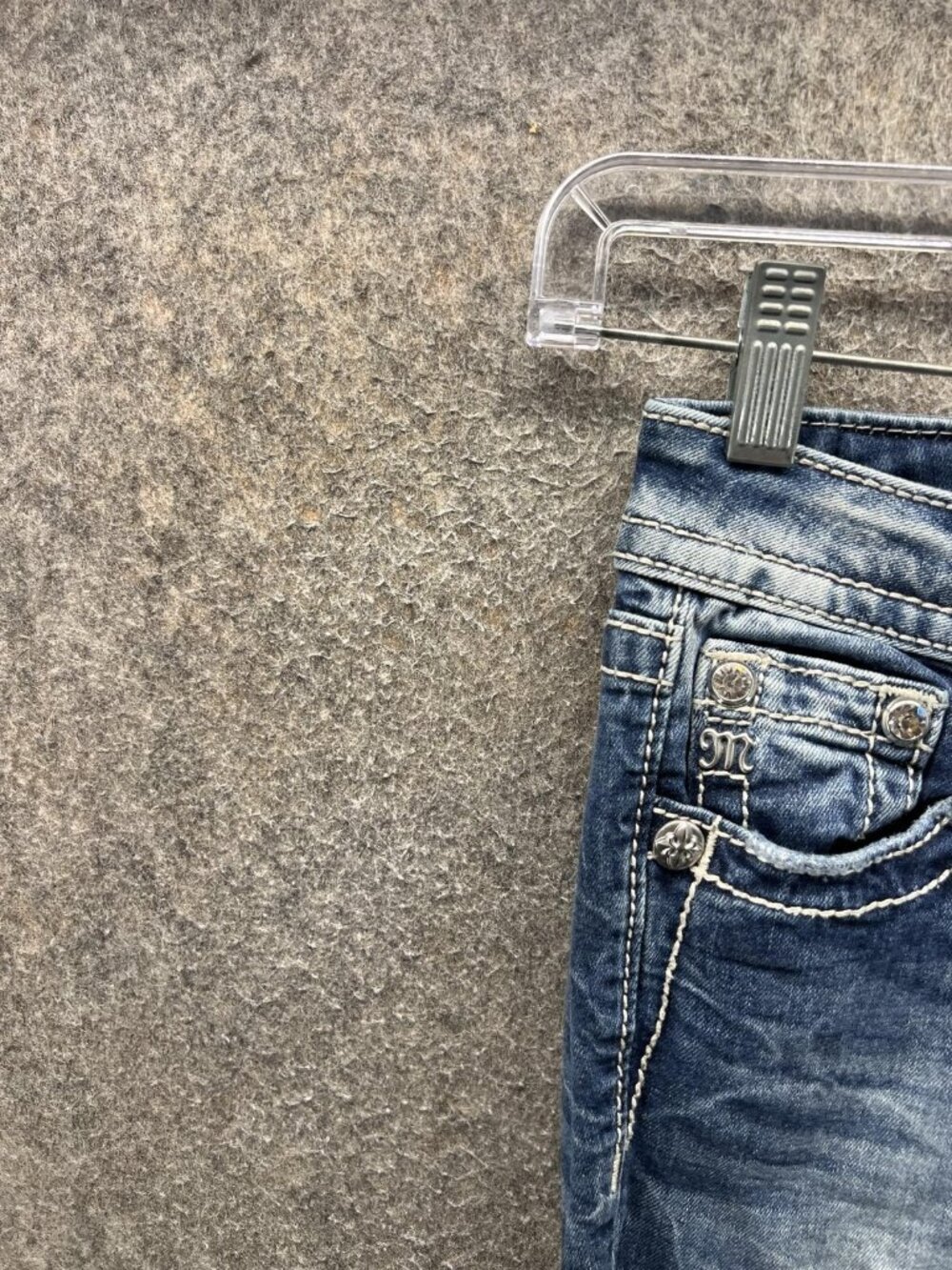 Miss Me Signature Jeans Womens 25 Blue Mid Rise Bootcut Distressed Stretch - Picture 7 of 11